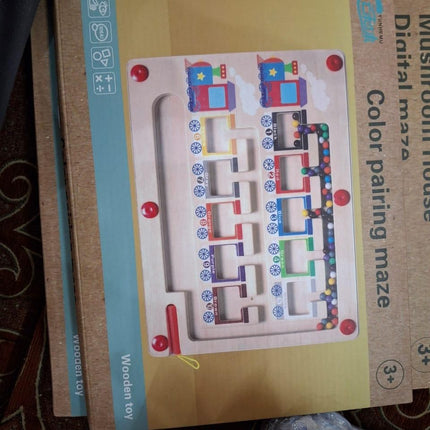 Magnetic Color & Number Maze Montessori Wooden Puzzle Game Board
