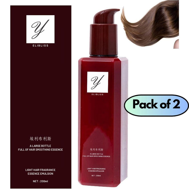 एलिब्लिस एक बड़ी बोतल जिसमें हेयर स्मूथिंग एसेंस 400ml भरा हुआ है, 2 का पैक