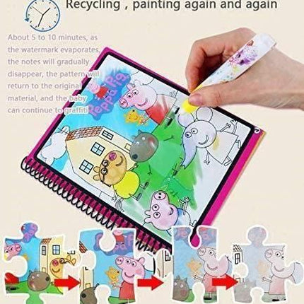 Reusable Magic Water Quick Dry Book Water Coloring Book Doodle with Magic Pen Painting Board for Children Education Drawing Pad (Multi Color, 4 Books)
