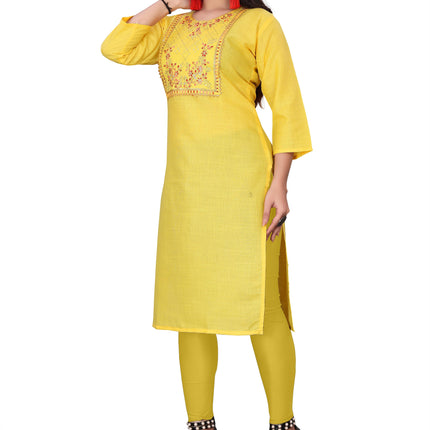 Women's Embroidery Cotton Slub Kurti