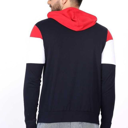 Cotton Blend Color Block Full Sleeves Hoodie T-Shirt