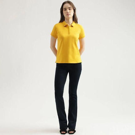 Ketex Yellow Cotton Blend Polo Neck Tshirt