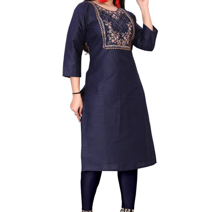 Women's Embroidery Cotton Slub Kurti