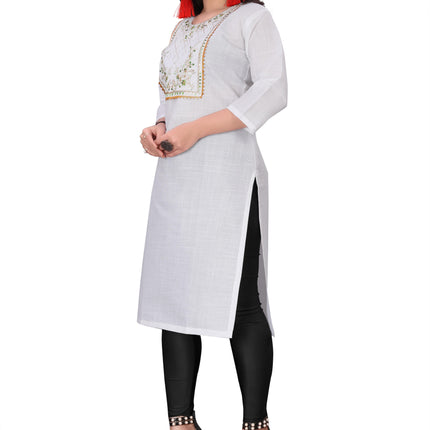 Women's Embroidery Cotton Slub Kurti