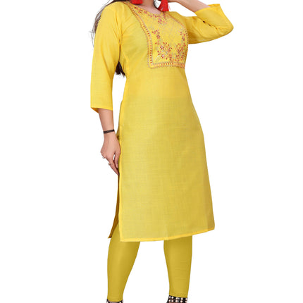 Women's Embroidery Cotton Slub Kurti
