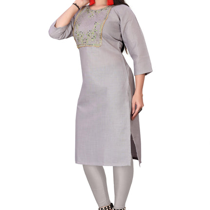 Women's Embroidery Cotton Slub Kurti
