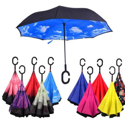 Double Layer Strong waterproof Umbrella with C- Shape Handle