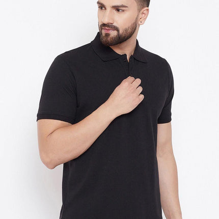 Cotton Blend Solid Half Sleeves Polo T-Shirt