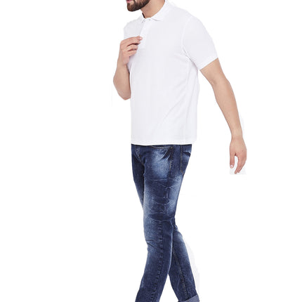 Cotton Blend Solid Half Sleeves Mens Polo Neck T-Shirt (Pack of 4)
