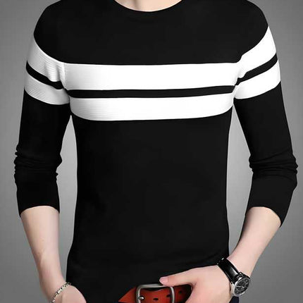 Tom Scott Cotton Blend Color Block Full Sleeves T-Shirt