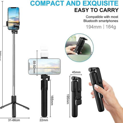 Extendable Flash 3-in-1 Selfie Stick Tripod with Bluetooth Remote