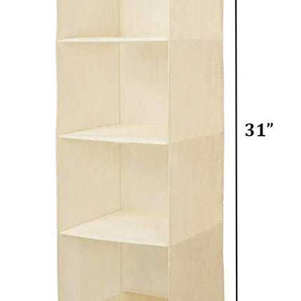 Hanging Wardrobe Organizer- 4 Shelves Non-Woven Fabric Hanging Storage Wardrobe Organizer