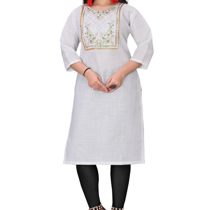 Women's Embroidery Cotton Slub Kurti