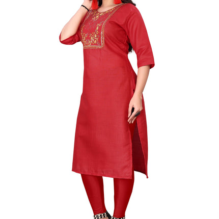 Women's Embroidery Cotton Slub Kurti