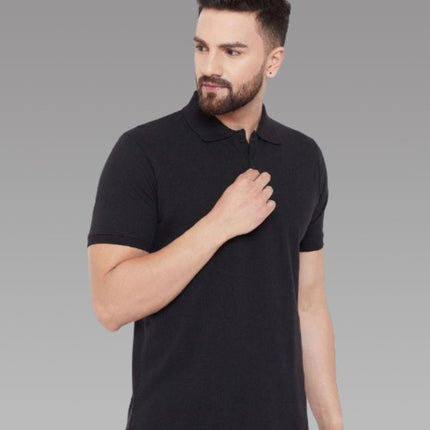 Cotton Blend Solid Half Sleeves Polo T-Shirt