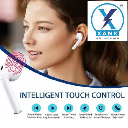 XANK TWS i12 Bluetooth Earphone with Portable Charging Case (White, True Wireless)