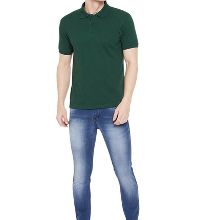 Cotton Blend Solid Half Sleeves Mens Polo Neck T-Shirt (Pack of 4)
