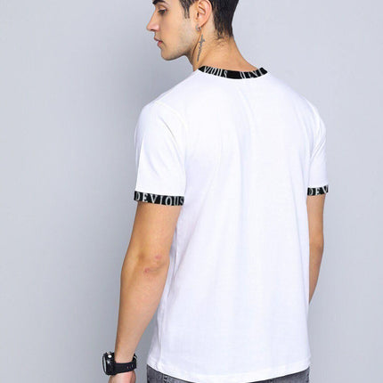 Cotton Blend Printed Full Sleeves Mens Round Neck T-Shirt