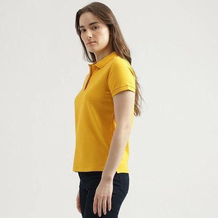 Ketex Yellow Cotton Blend Polo Neck Tshirt