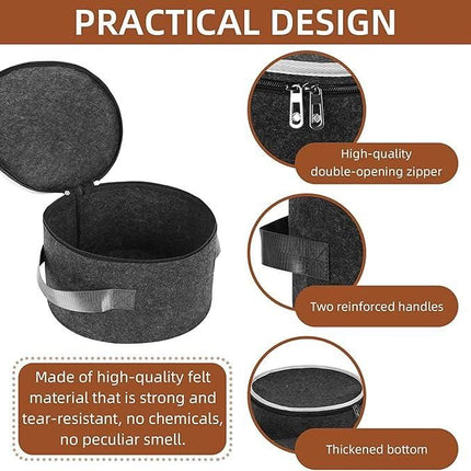 Plate Storage Case with 12 Thick Felt Dividers