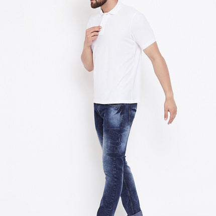 Cotton Blend Solid Half Sleeves Polo T-Shirt