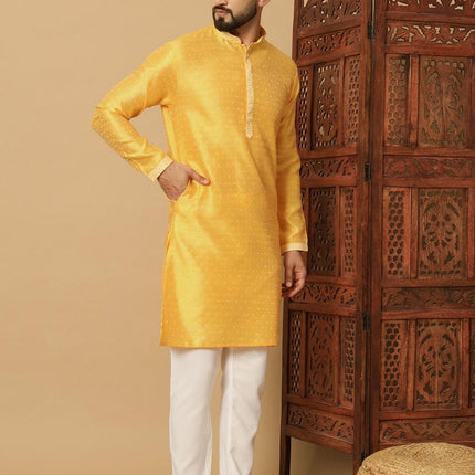 Men's Jacquard Solid Kurta Pyajama Set