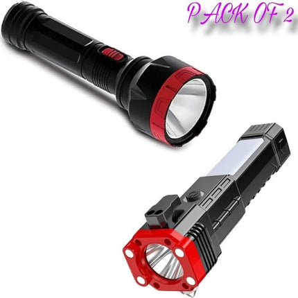 Portable LED Flashlight Multifunctional Work Light Emergencies Safety With Luster LED Torch Combo
