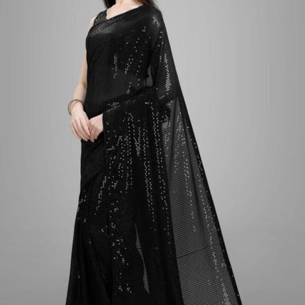 Trendy Sequins Work Georgette Saree