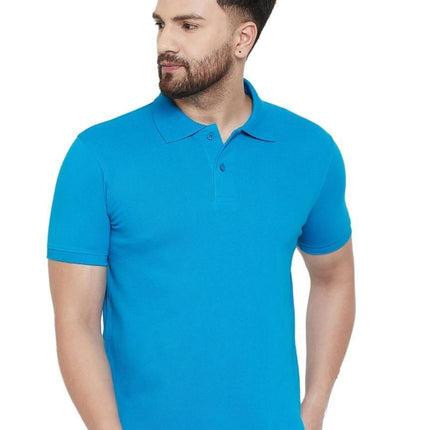 Cotton Matty Solid Half Sleeves Mens Polo Neck T-Shirt Pack Of 3