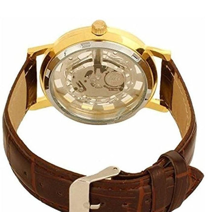Unique Gold Dial Leather Analog Watch - for Men