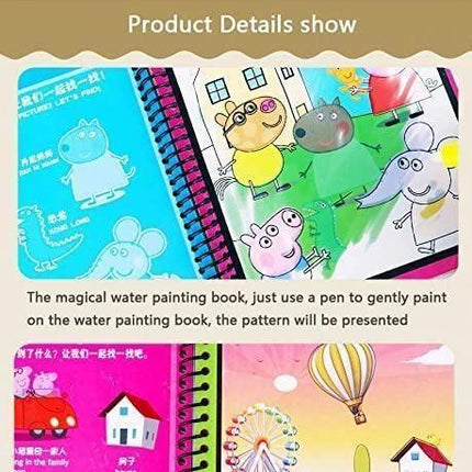 Reusable Magic Water Quick Dry Book Water Coloring Book Doodle with Magic Pen Painting Board for Children Education Drawing Pad (Multi Color, 4 Books)