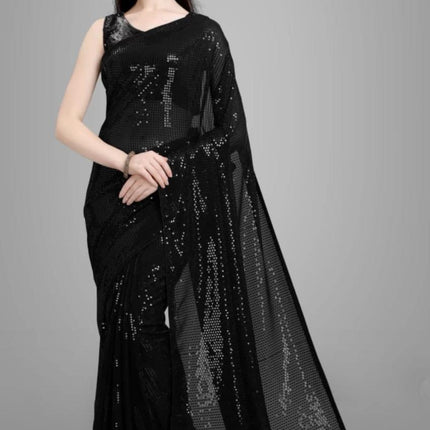 Trendy Sequins Work Georgette Saree(PL)