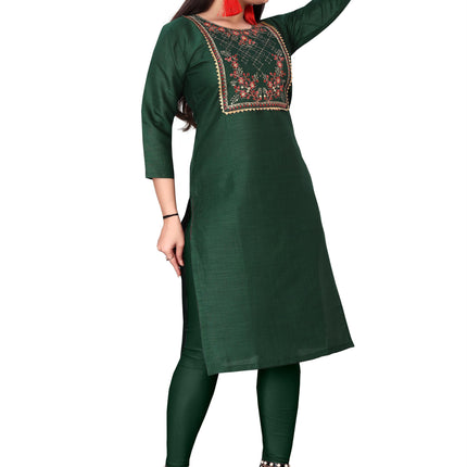 Women's Embroidery Cotton Slub Kurti