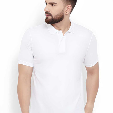 Cotton Blend Solid Half Sleeves Polo T-Shirt