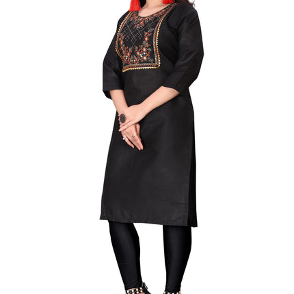 Women's Embroidery Cotton Slub Kurti