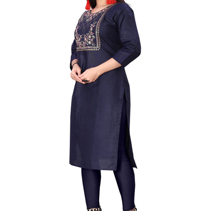 Women's Embroidery Cotton Slub Kurti