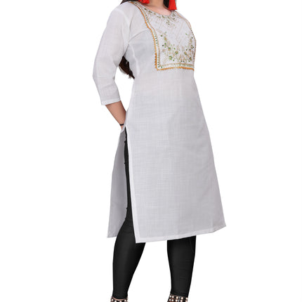 Women's Embroidery Cotton Slub Kurti