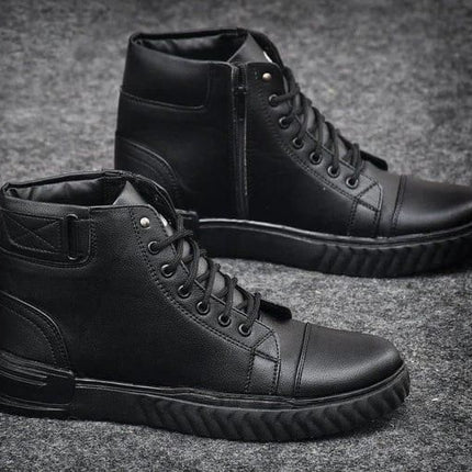 Men's Korean Style High Top Casual Shoes For Men (Black)