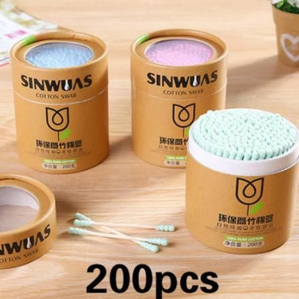 Cotton Swabs- 200 pcs Soft Wood Sticks Cotton Swabs