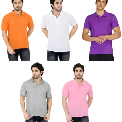 Men's Pack Of 5 Half Sleeves Polo Neck T-shirt