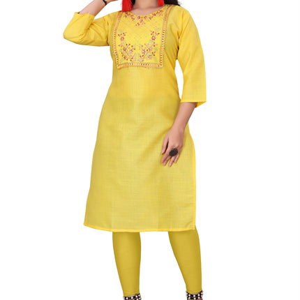 Women's Embroidery Cotton Slub Kurti