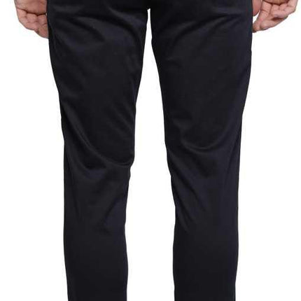 Lycra Blend Solid Slim Fit Mens Casual Trousers