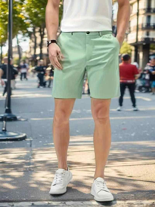 Men's Sleek Solid Green Casual Shorts