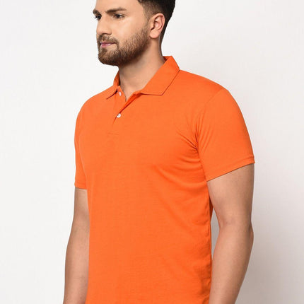 Cotton Blend Solid Half Sleeves Polo T-Shirt