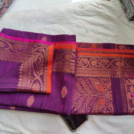 EXCLUSIVE COTTON LINEN ARGANIK BANARASI SAREE(HAND WEAVED)