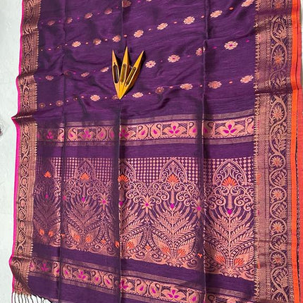 EXCLUSIVE COTTON LINEN ARGANIK BANARASI SAREE(HAND WEAVED)