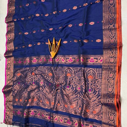 EXCLUSIVE COTTON LINEN ARGANIK BANARASI SAREE(HAND WEAVED)