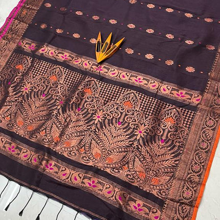 EXCLUSIVE COTTON LINEN ARGANIK BANARASI SAREE(HAND WEAVED)