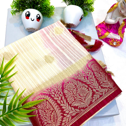 Tosor Motka Buti contrast Saree