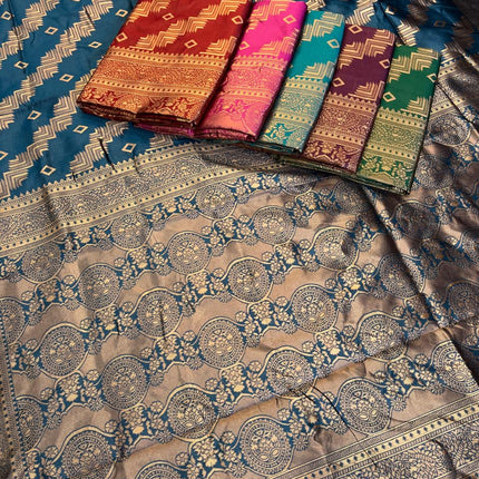 Beautiful soft litchi silk Saree with contrast